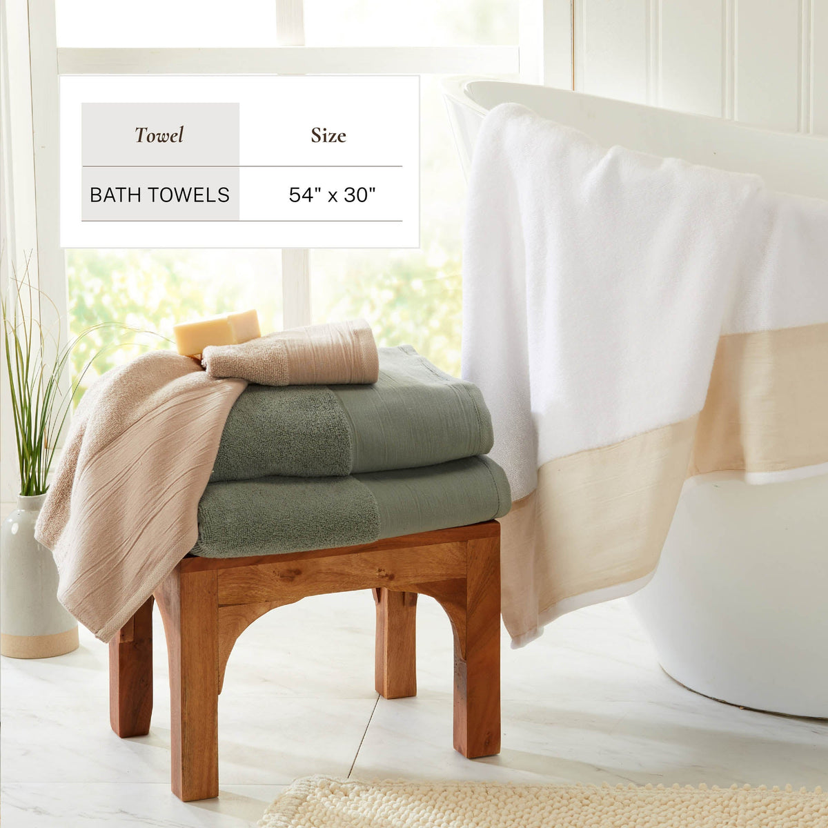 Priya Collection Cotton 6-Piece Towel Set with Linen-Like Border – view 18