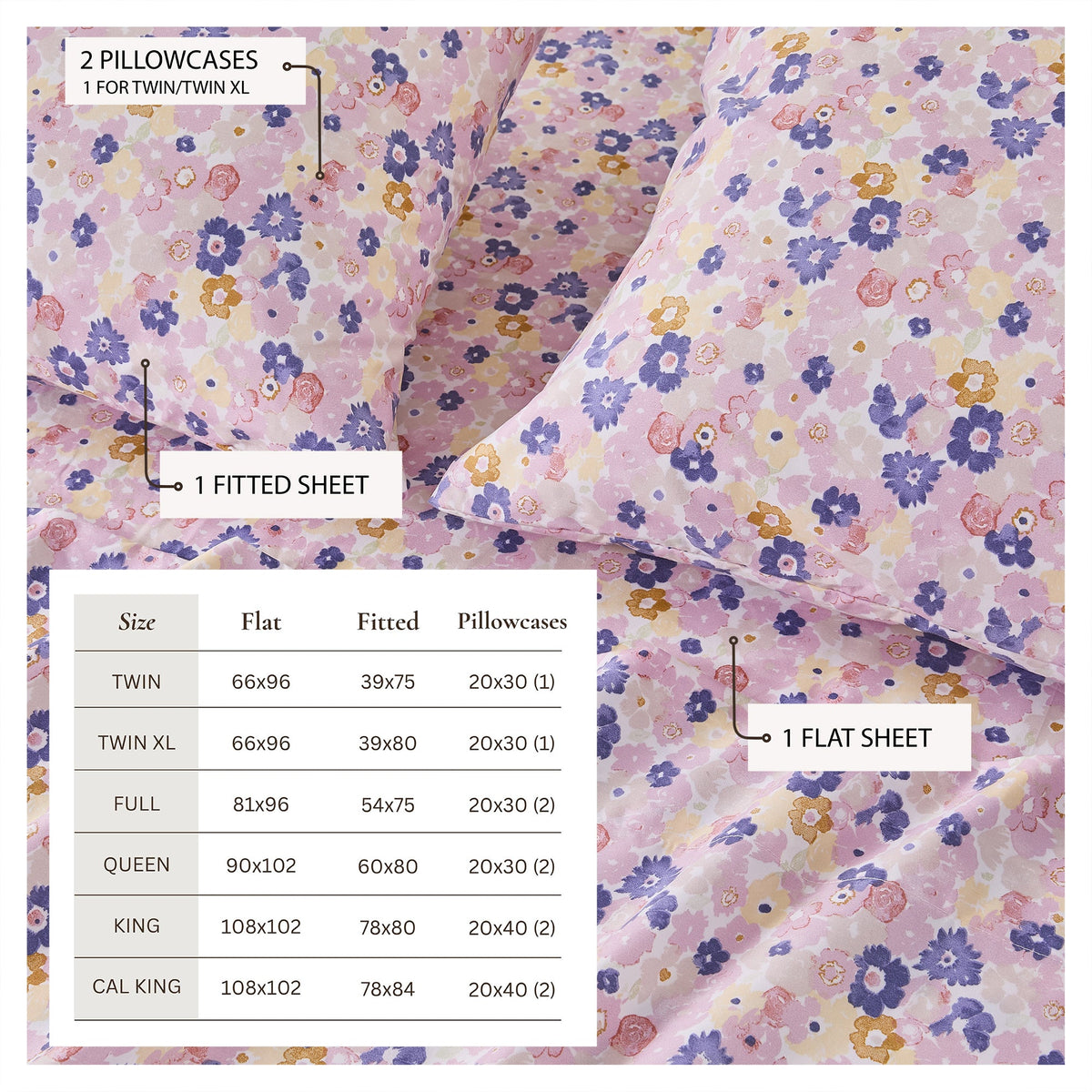 Watercolor Floral Microfiber Sheet Set – Delia Collection – view 57