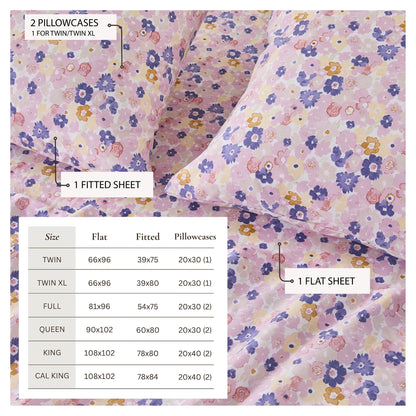 Watercolor Floral Microfiber Sheet Set – Delia Collection – view 57