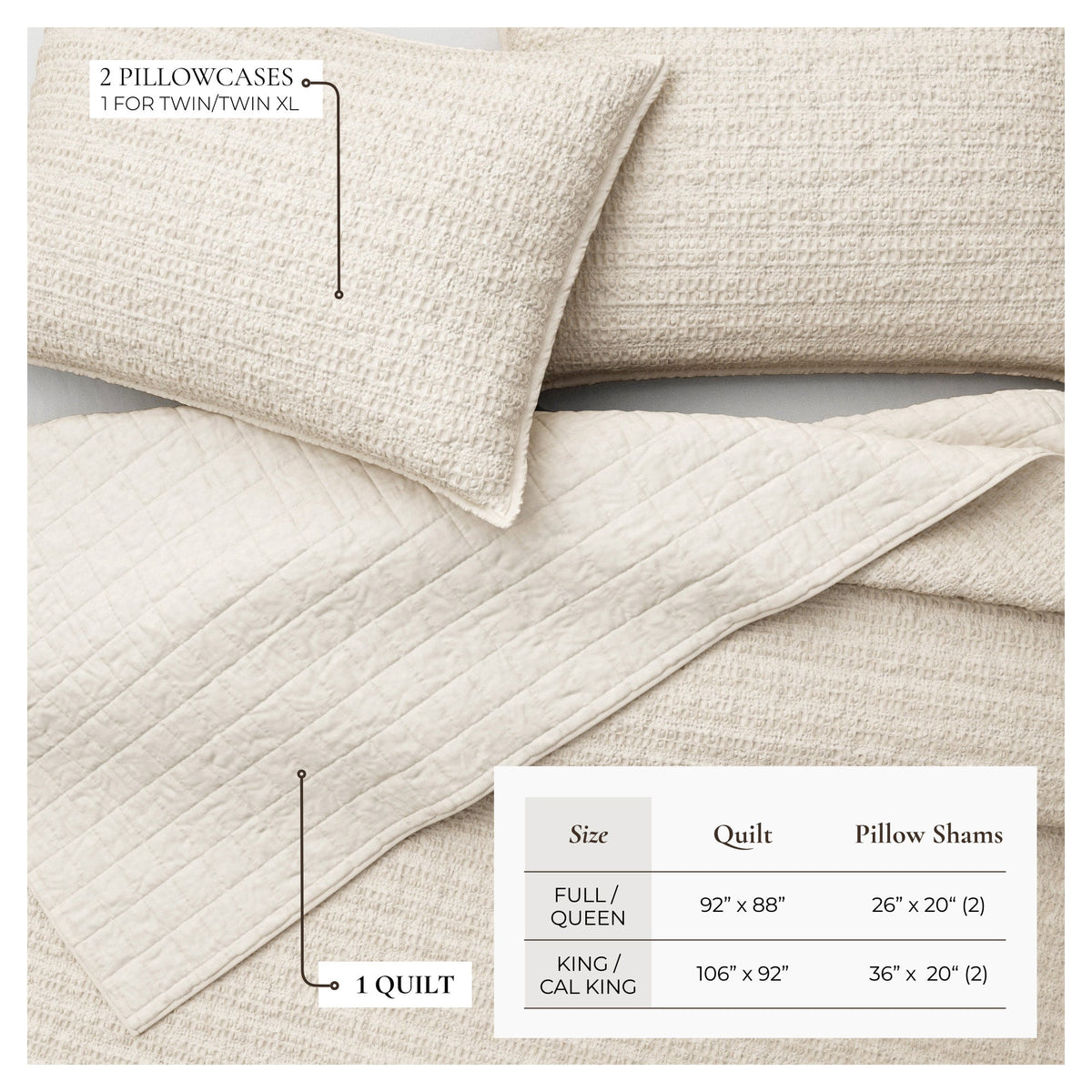 Garment-Washed Cotton Waffle Weave Quilt Set – Genevieve Collection – view 9