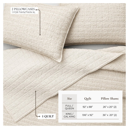 Garment-Washed Cotton Waffle Weave Quilt Set – Genevieve Collection – view 9