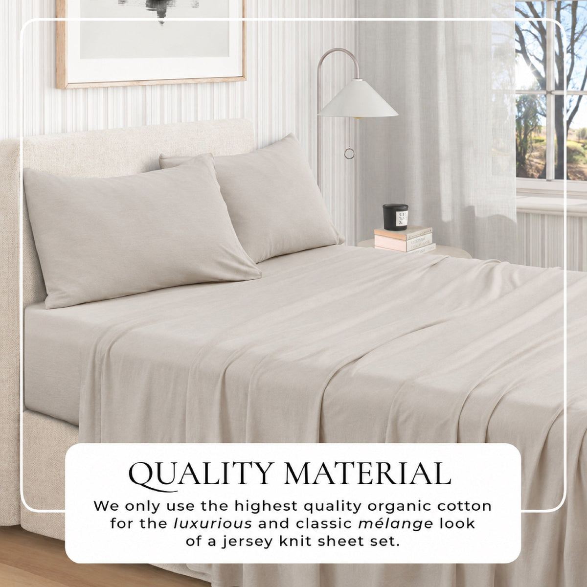 100% Organic Cotton Jersey Knit Sheet Set, Soft and Stretchy – view 8