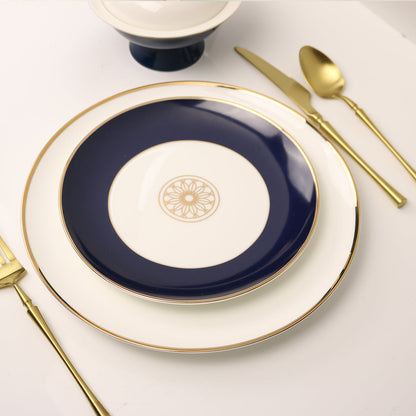Sapphire Blue Jewel Salad Plates with 14k Gold Accents, Set of 4 – view 2