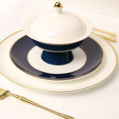 Sapphire Blue Jewel Salad Plates with 14k Gold Accents, Set of 4 – view 6