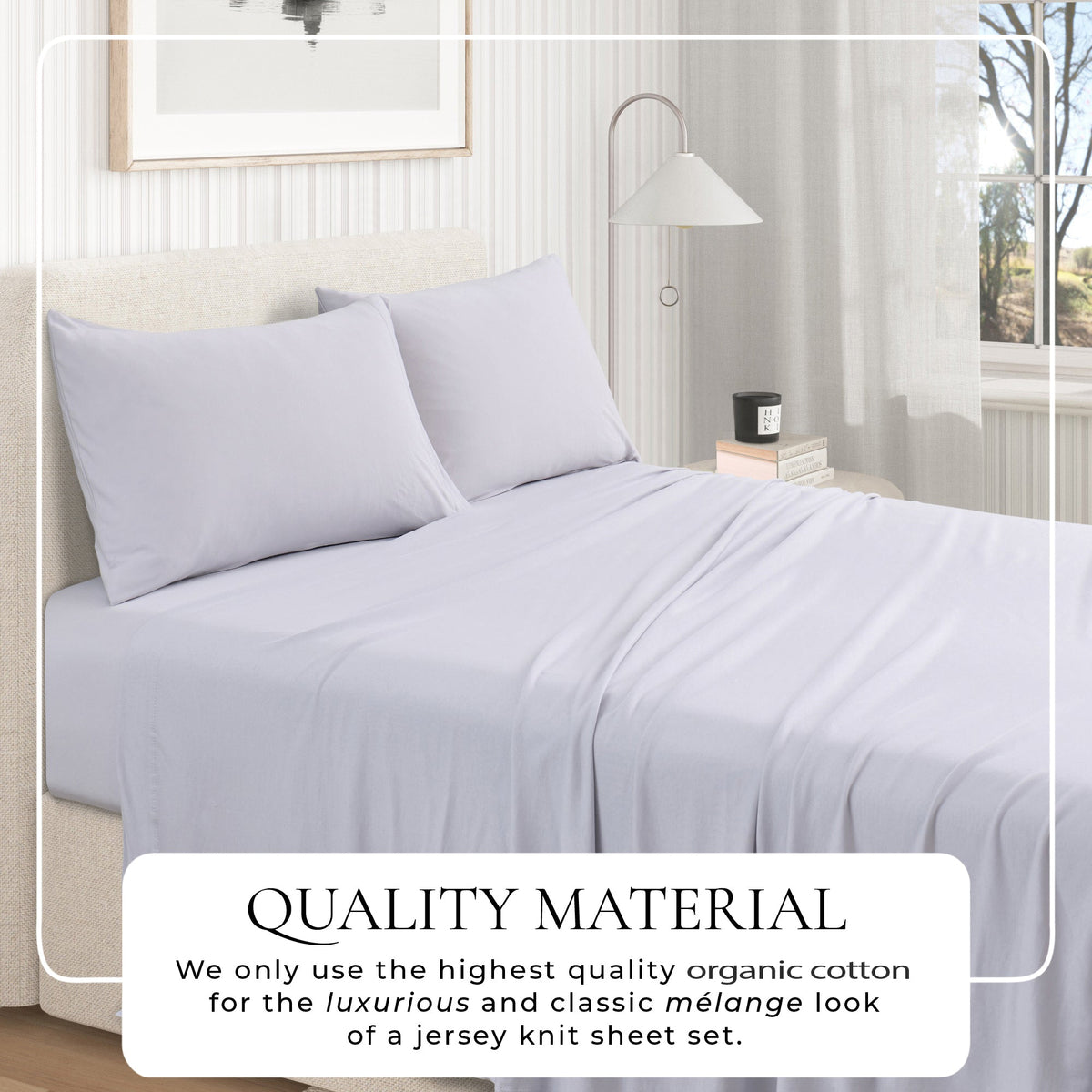 100% Organic Cotton Jersey Knit Sheet Set, Soft and Stretchy – view 14