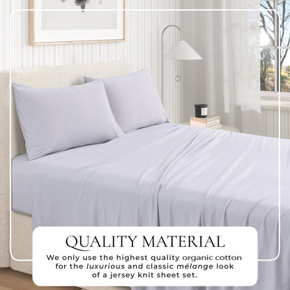100% Organic Cotton Jersey Knit Sheet Set, Soft and Stretchy – view 14