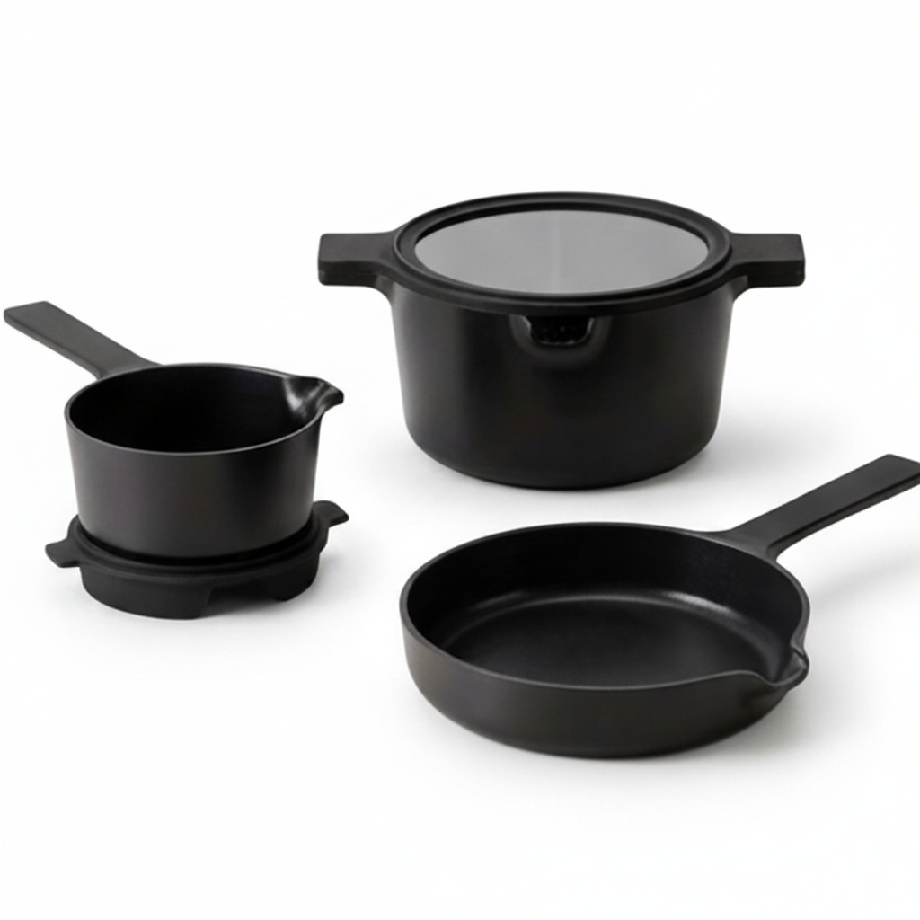 Neat 5-Piece Nesting Ceramic Nonstick Cookware Set with Strainer Lids – view 11