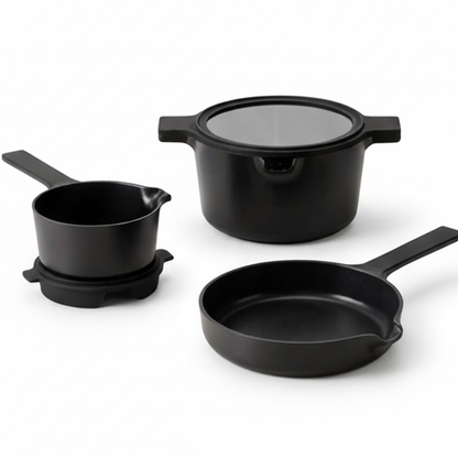 Neat 5-Piece Nesting Ceramic Nonstick Cookware Set with Strainer Lids – view 11