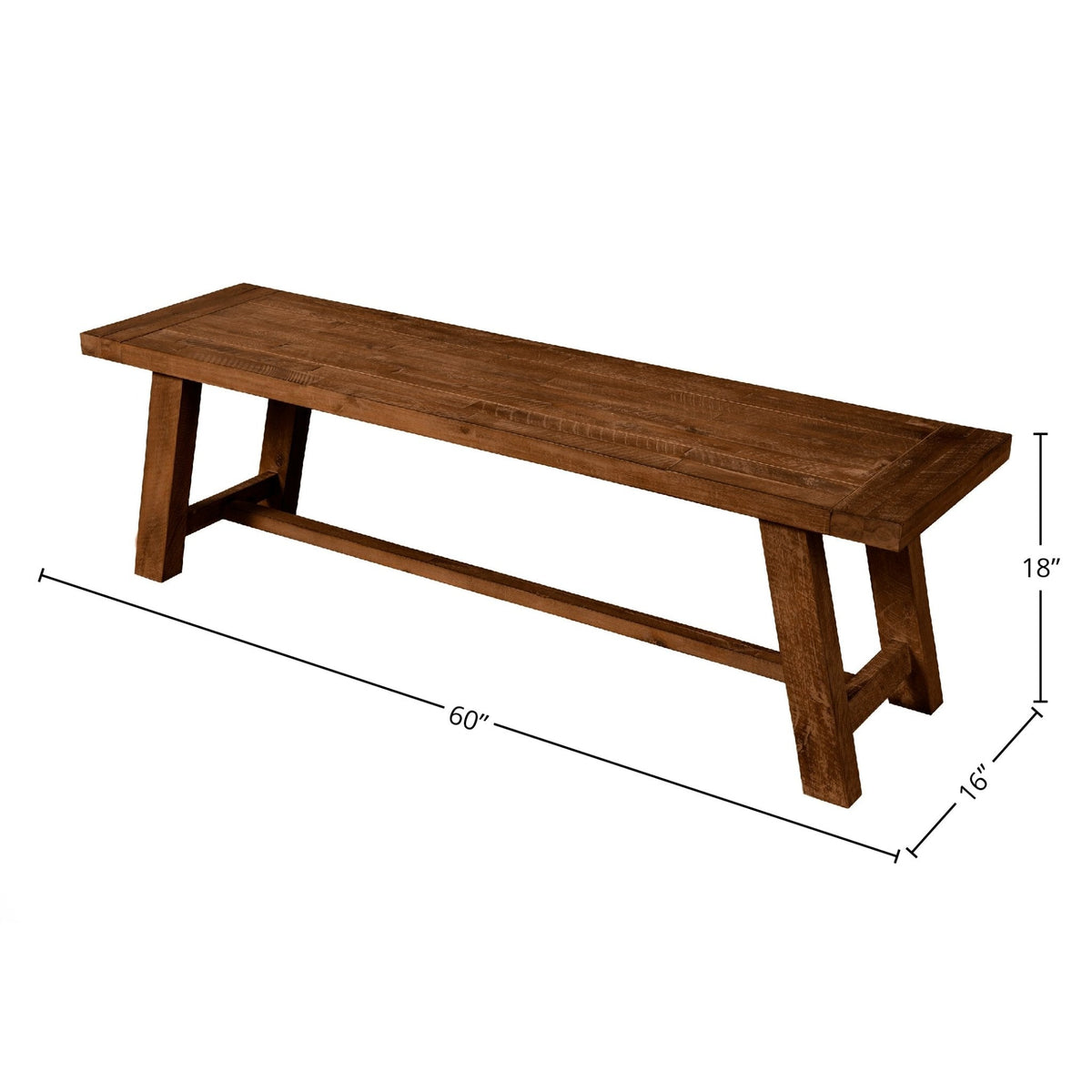 Newberry Solid Acacia Dining Bench in Medium Brown – view 5