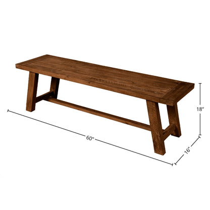Newberry Solid Acacia Dining Bench in Medium Brown – view 5