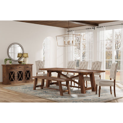 Newberry Solid Acacia Dining Bench in Medium Brown – view 6