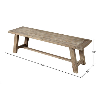 Newberry Solid Acacia Dining Bench in Weathered Natural – view 10