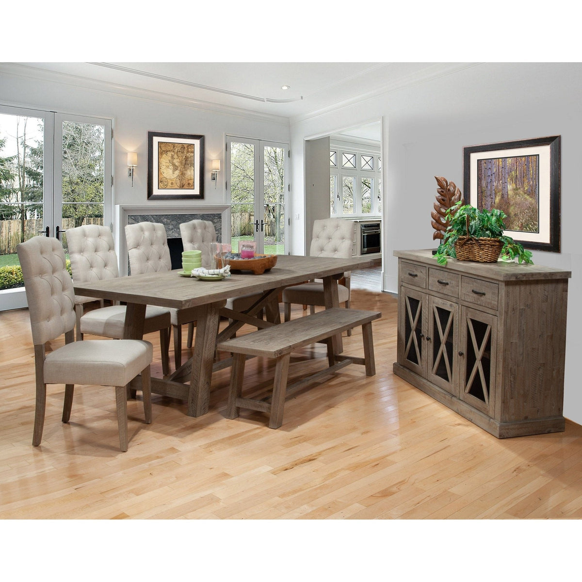 Newberry Solid Acacia Dining Bench in Weathered Natural – view 9