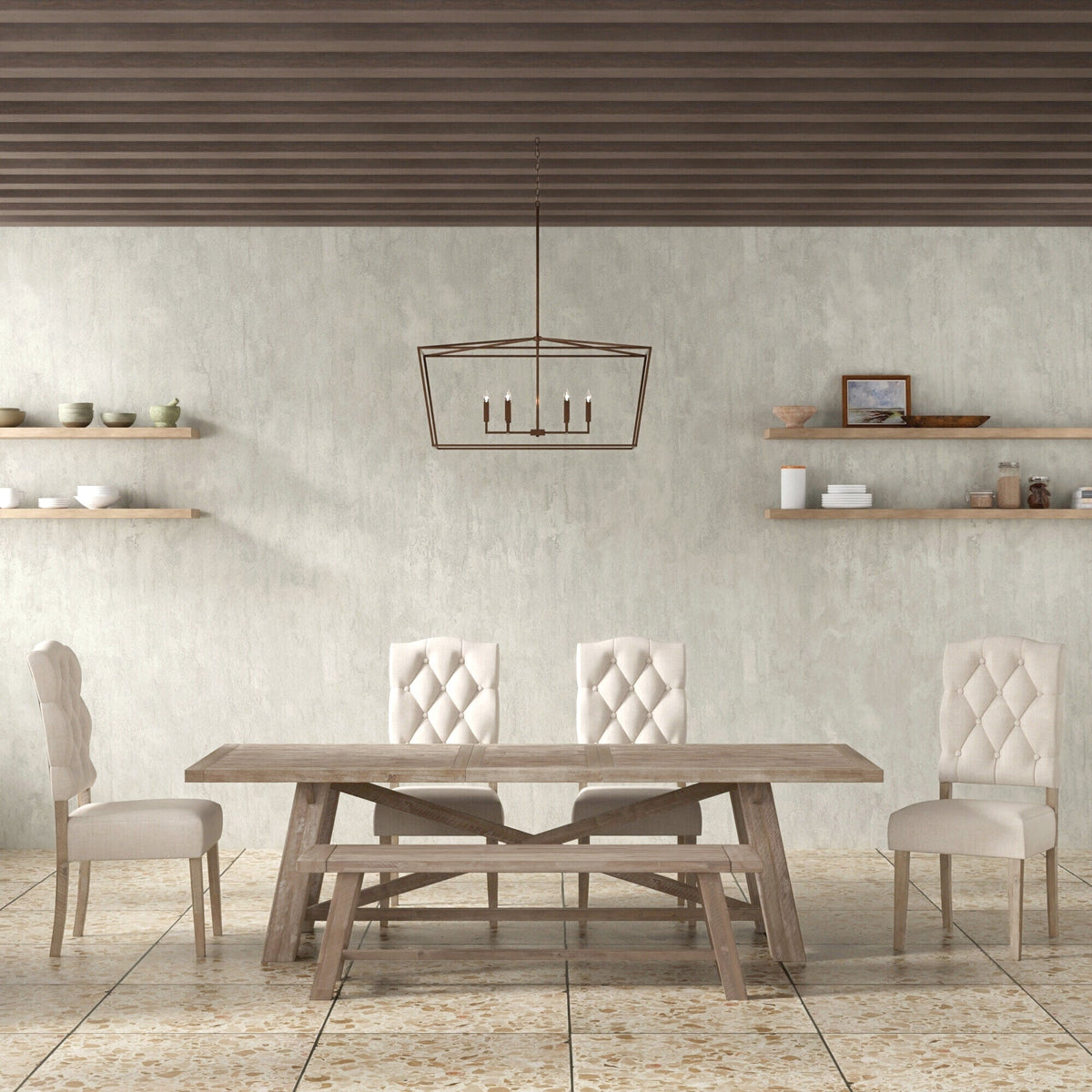 Newberry Extendable Acacia Rectangular Dining Table, Weathered Natural – view 2