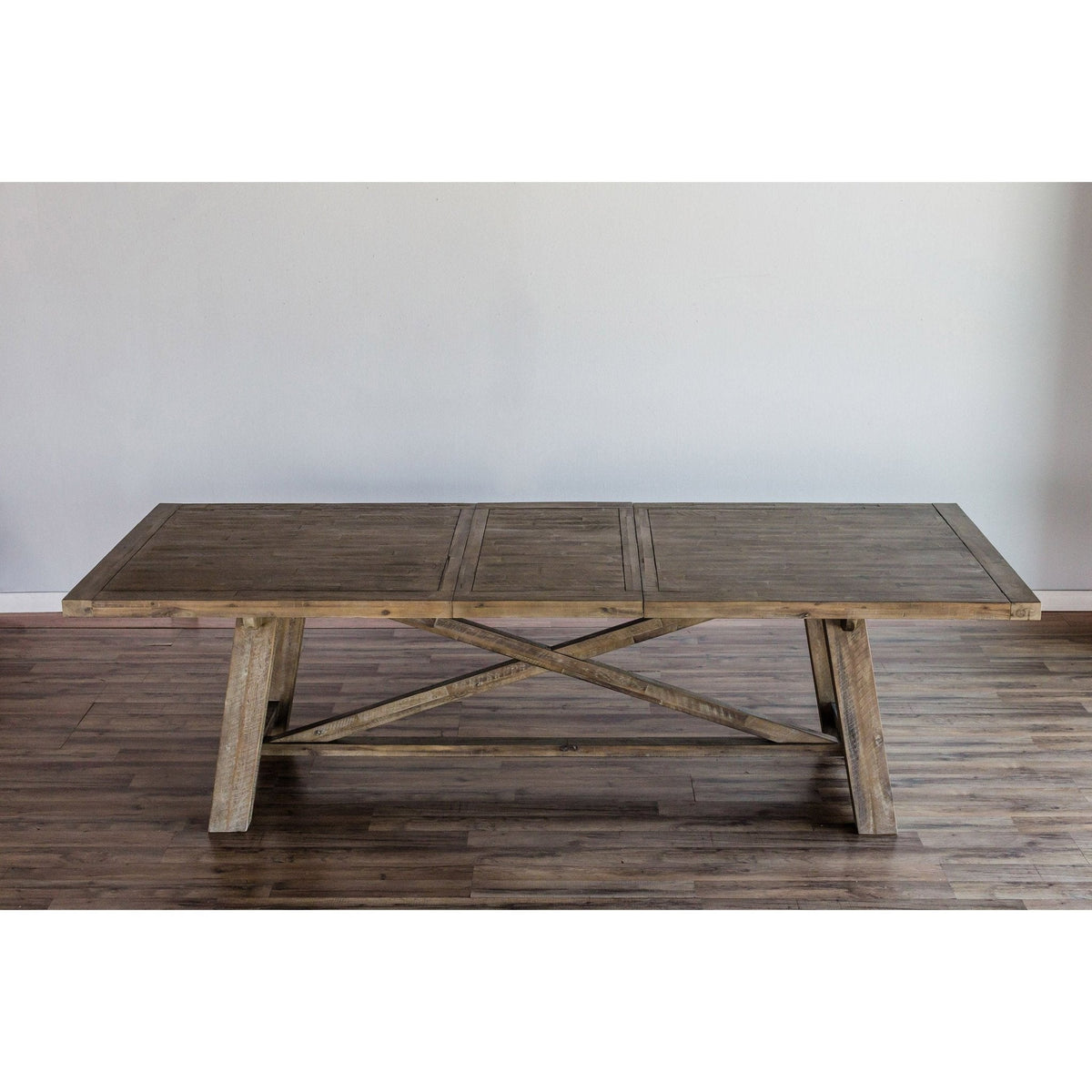 Newberry Extendable Acacia Rectangular Dining Table, Weathered Natural – view 5