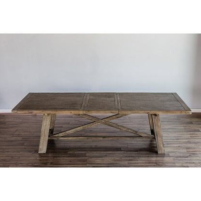 Newberry Extendable Acacia Rectangular Dining Table, Weathered Natural – view 5