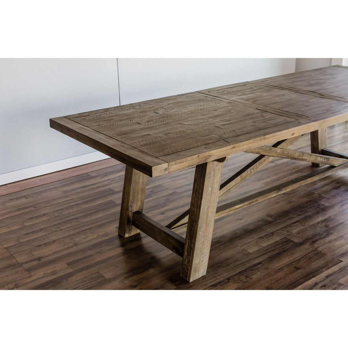 Newberry Extendable Acacia Rectangular Dining Table, Weathered Natural – view 7
