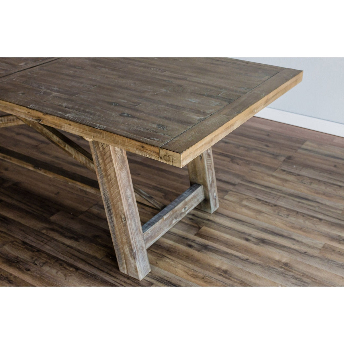 Newberry Extendable Acacia Rectangular Dining Table, Weathered Natural – view 6