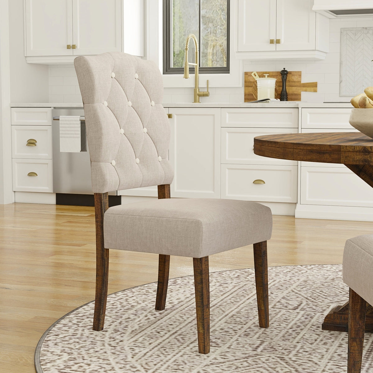 Acacia Wood Newberry Dining Side Chairs, Medium Brown Set of Two