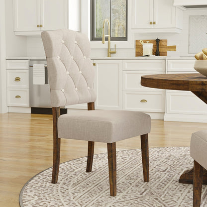 Acacia Wood Newberry Dining Side Chairs, Medium Brown Set of Two