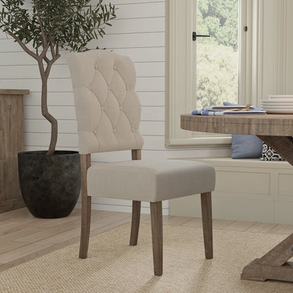 Acacia Wood Newberry Side Chairs, Weathered Natural Finish