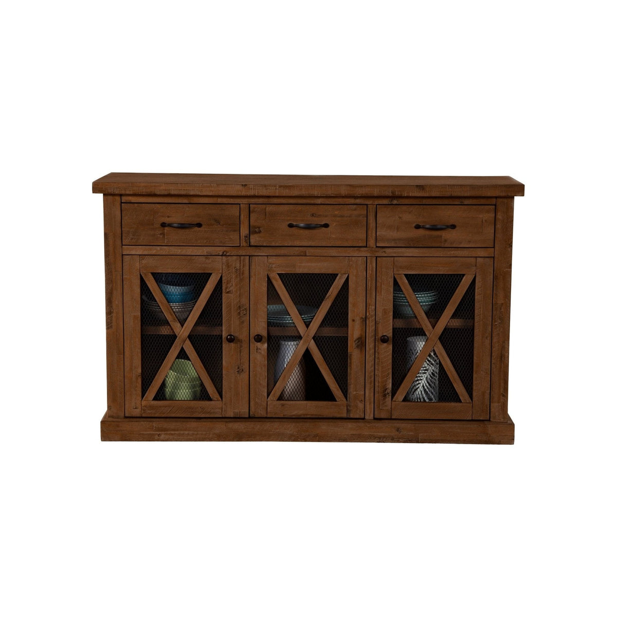 Newberry Solid Acacia Sideboard with Wine Rack, Medium Brown – view 3