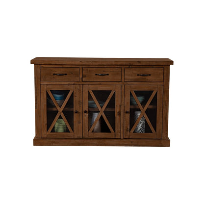 Newberry Solid Acacia Sideboard with Wine Rack, Medium Brown – view 3