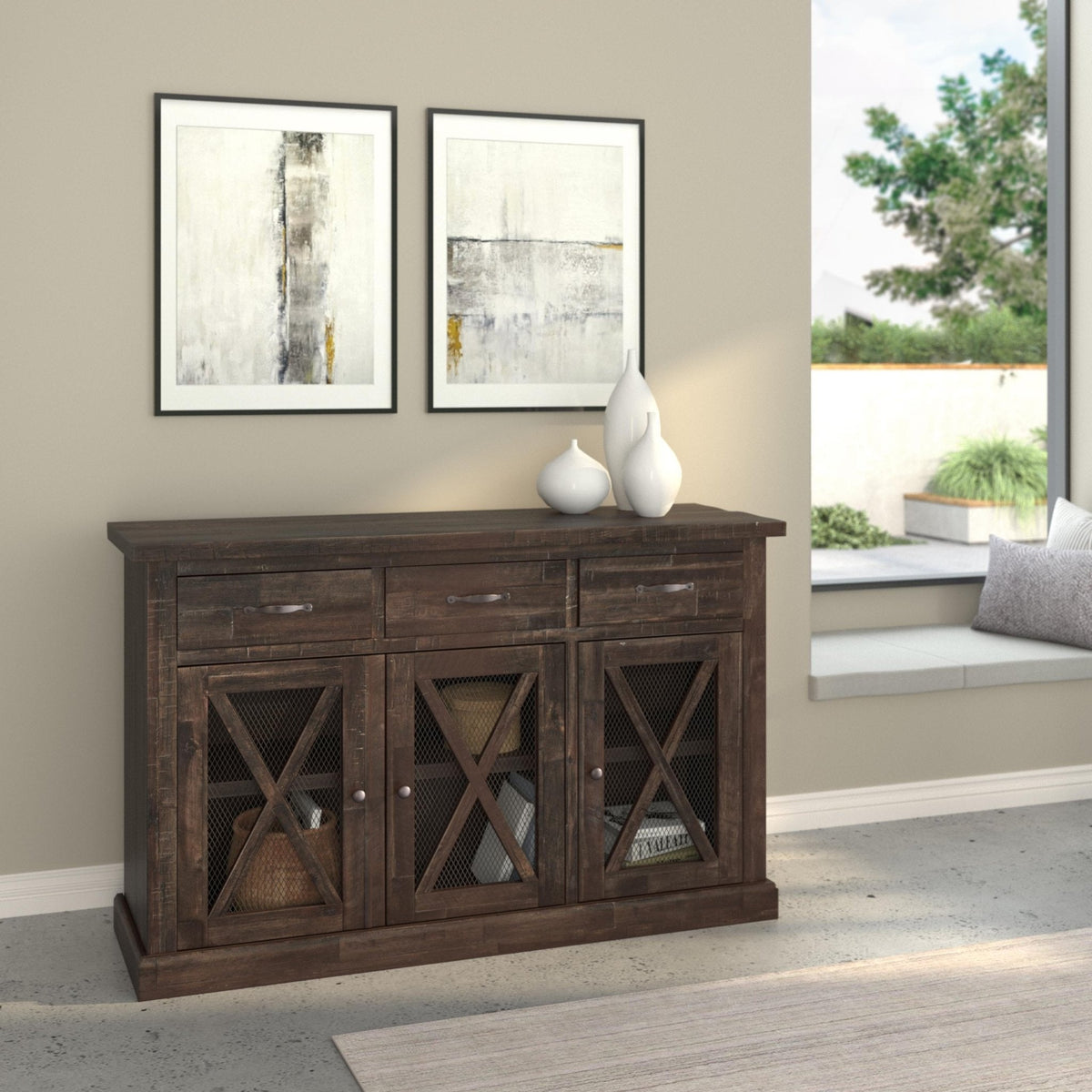Acacia Wood Newberry Sideboard in Salvaged Grey