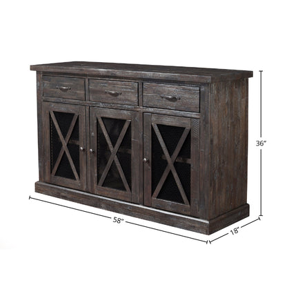 Newberry Solid Acacia Sideboard with Wine Rack, Salvaged Grey – view 6