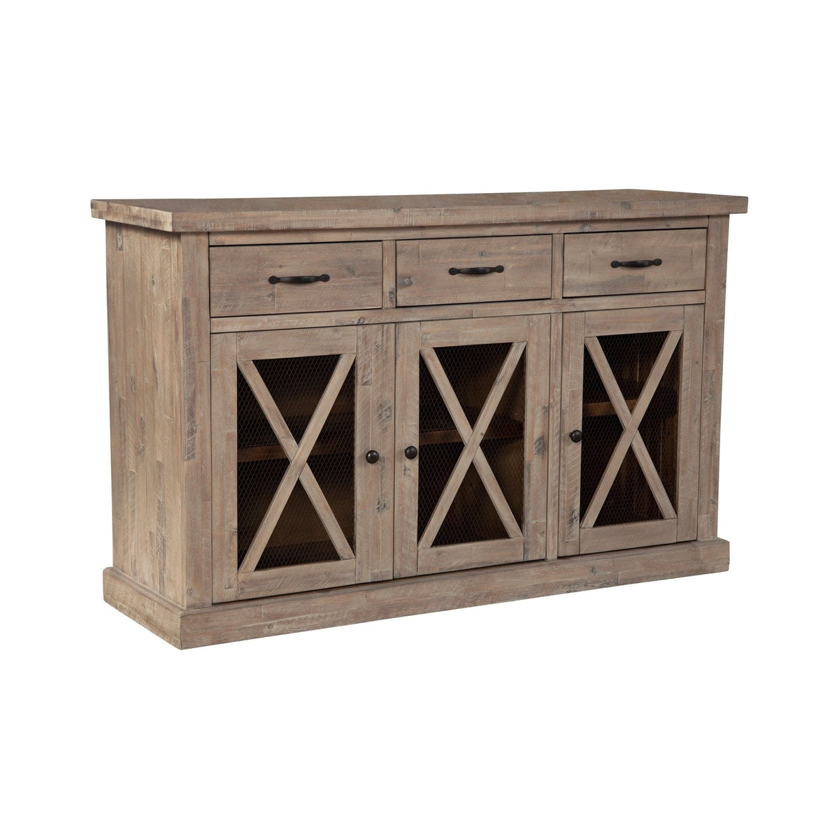 Newberry Solid Acacia Sideboard with Wine Rack, Weathered Natural – view 2