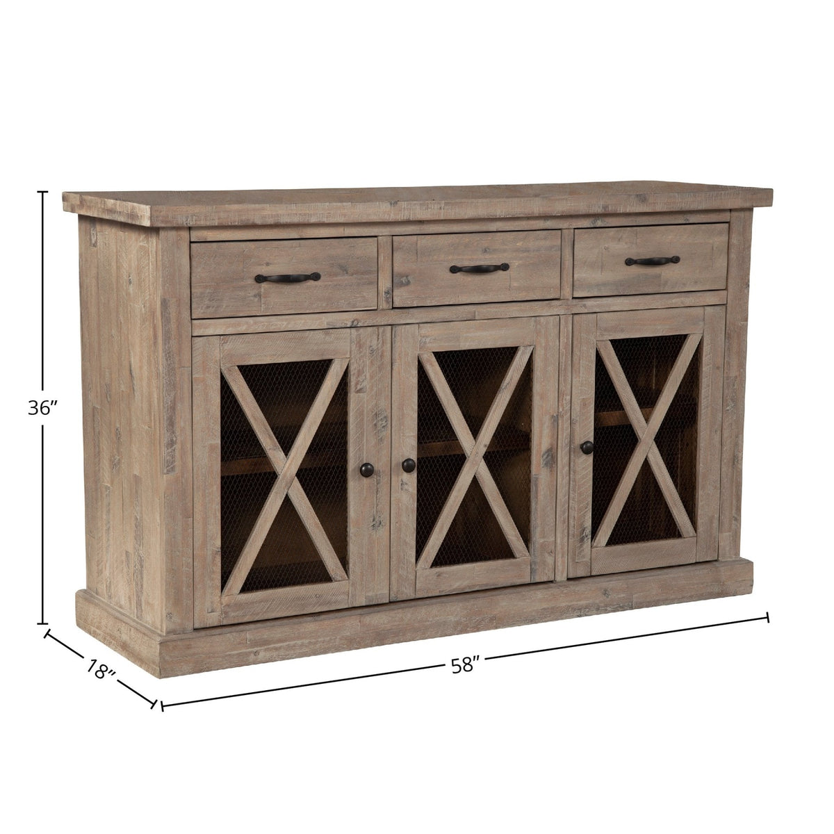 Newberry Solid Acacia Sideboard with Wine Rack, Weathered Natural – view 7