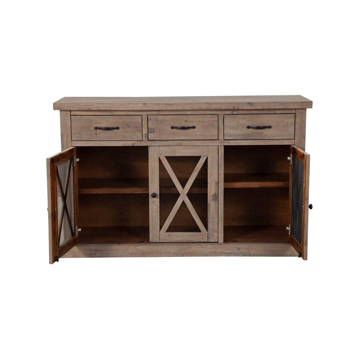 Newberry Solid Acacia Sideboard with Wine Rack, Weathered Natural – view 4