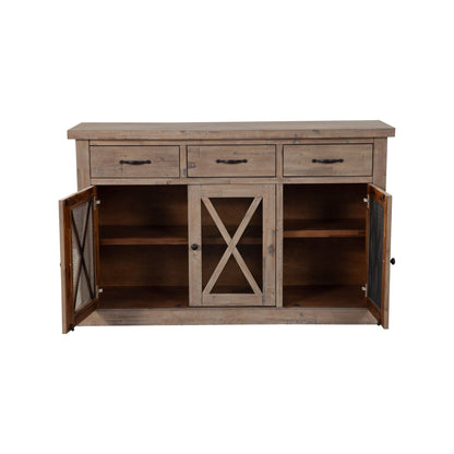 Newberry Solid Acacia Sideboard with Wine Rack, Weathered Natural – view 4