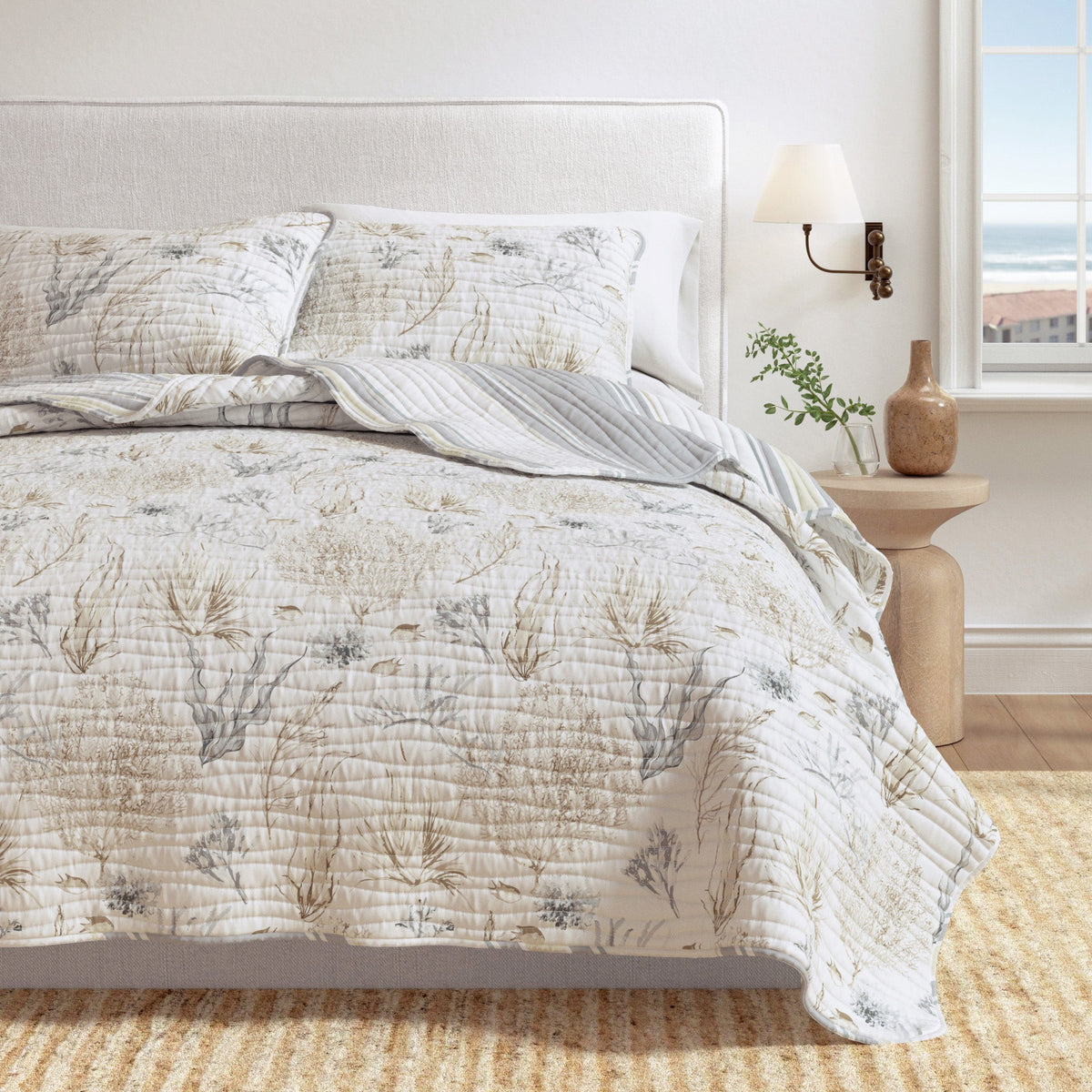 Coral Sea Maze Coastal Microfiber Quilt Set – Newcomb Collection – view 6