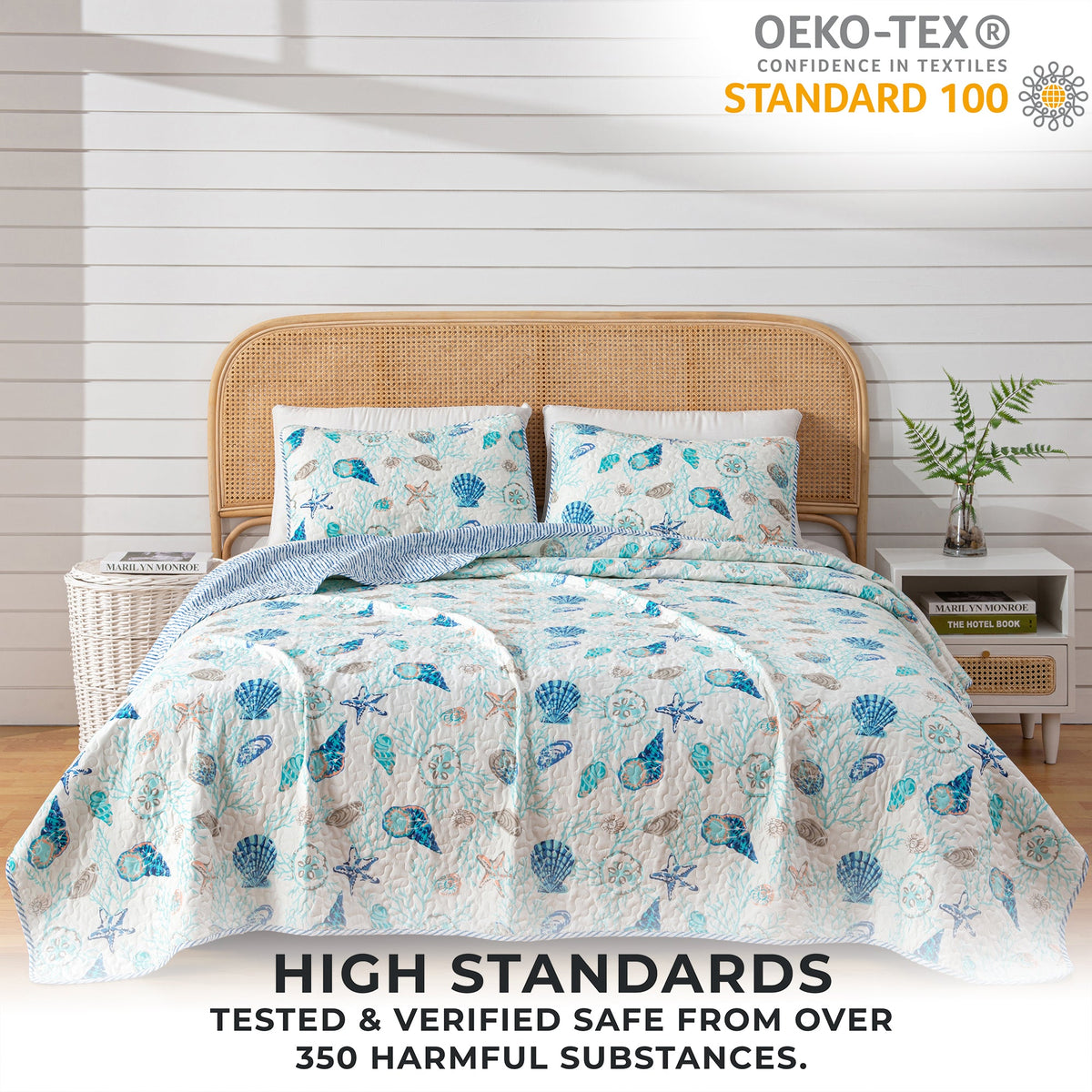 Bali Collection Blue Shells and Coral Coastal Quilt Set – view 11