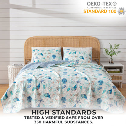 Bali Collection Blue Shells and Coral Coastal Quilt Set – view 11
