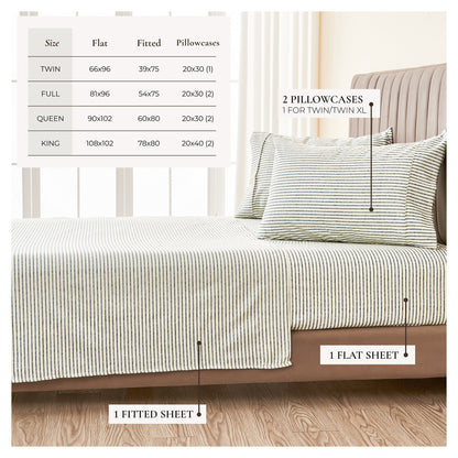 Brushed Microfiber Striped Sheet Set – Evette Collection – view 5