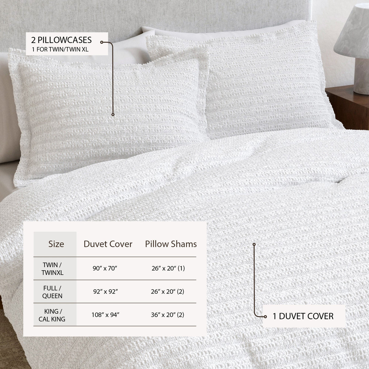 Cotton Honeycomb Waffle Weave Duvet Cover Set – Mattea Collection – view 3