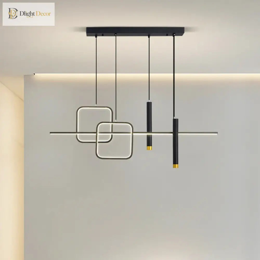 Nordic Linear Pendant Light in Black or Blue for Dining Room – view 4