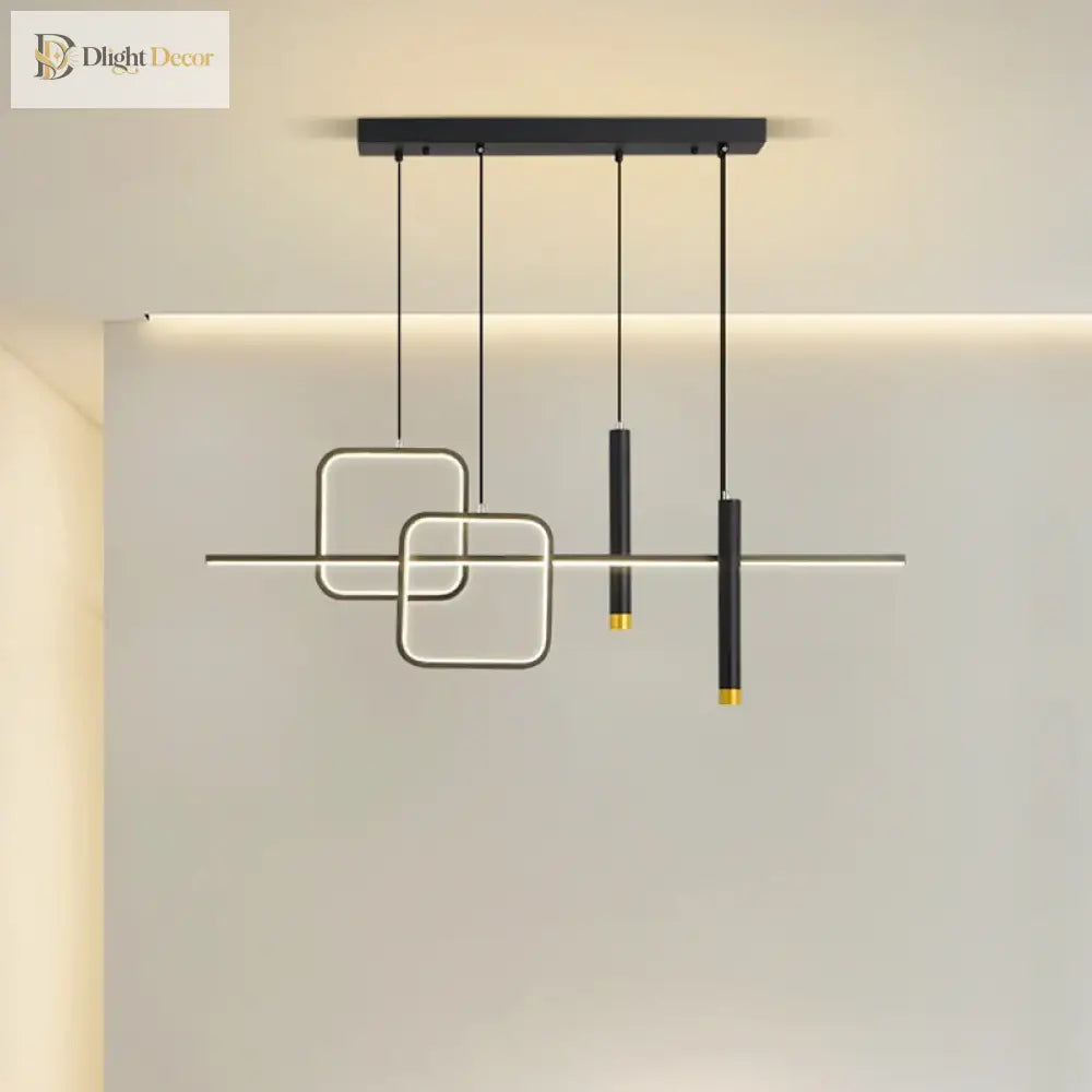 Nordic Linear Pendant Light in Black or Blue for Dining Room – view 2