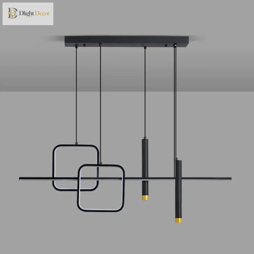 Nordic Linear Pendant Light in Black or Blue for Dining Room – view 5