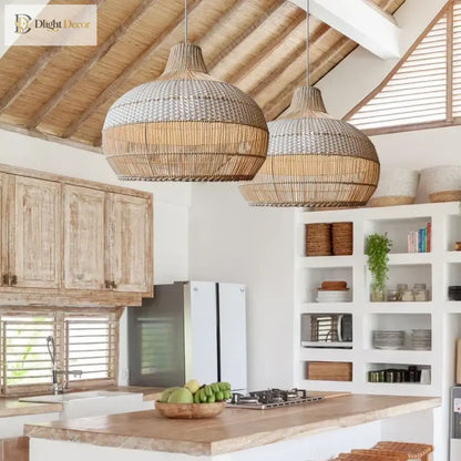 Nordic Gyro Rattan Pendant Light for Kitchen Island, E27 – view 3