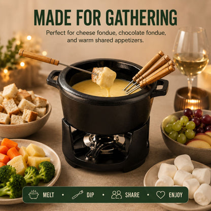 8-Piece Enameled Cast Iron Fondue Set with Burner and Forks – view 6
