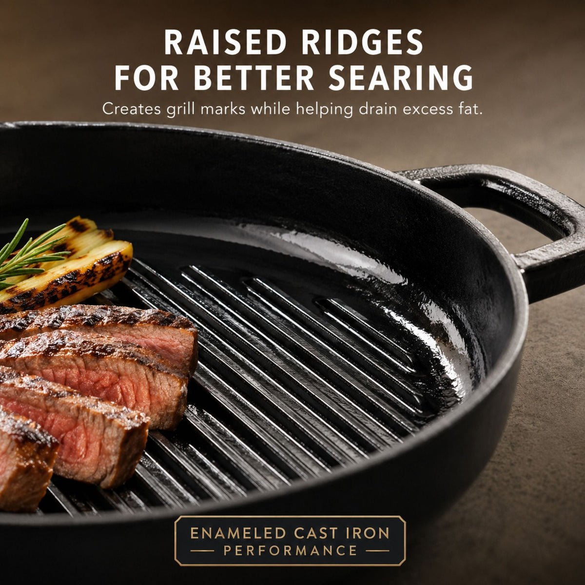 11-Inch Enameled Cast Iron Grill Pan with Raised Ridges – view 7