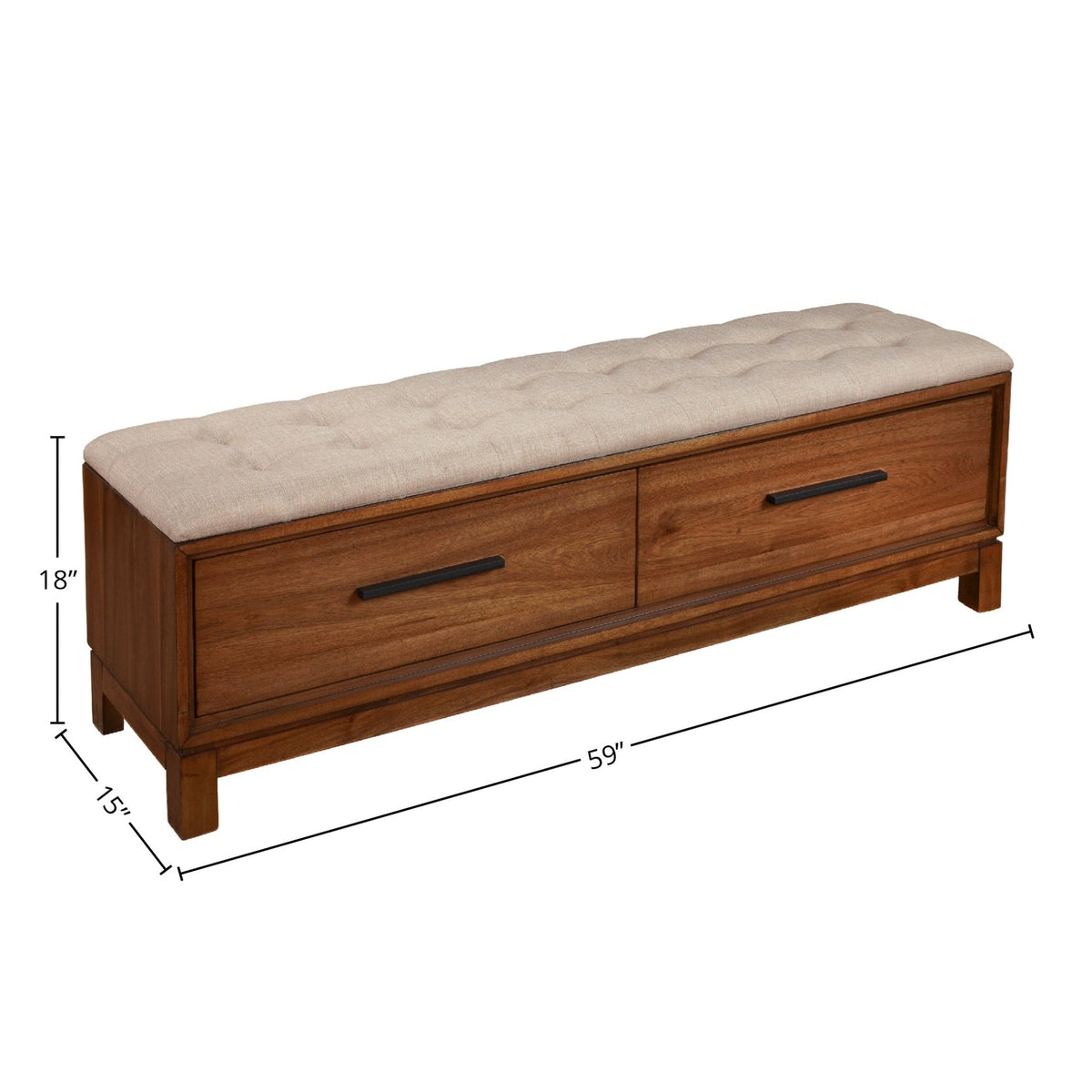 Nova Storage Bench with Two Drawers and Bronze Hardware – view 6