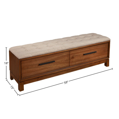 Nova Storage Bench with Two Drawers and Bronze Hardware – view 6