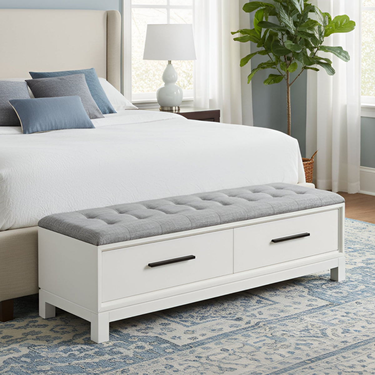 Nova Storage Bench with Two Drawers and Bronze Hardware – view 9