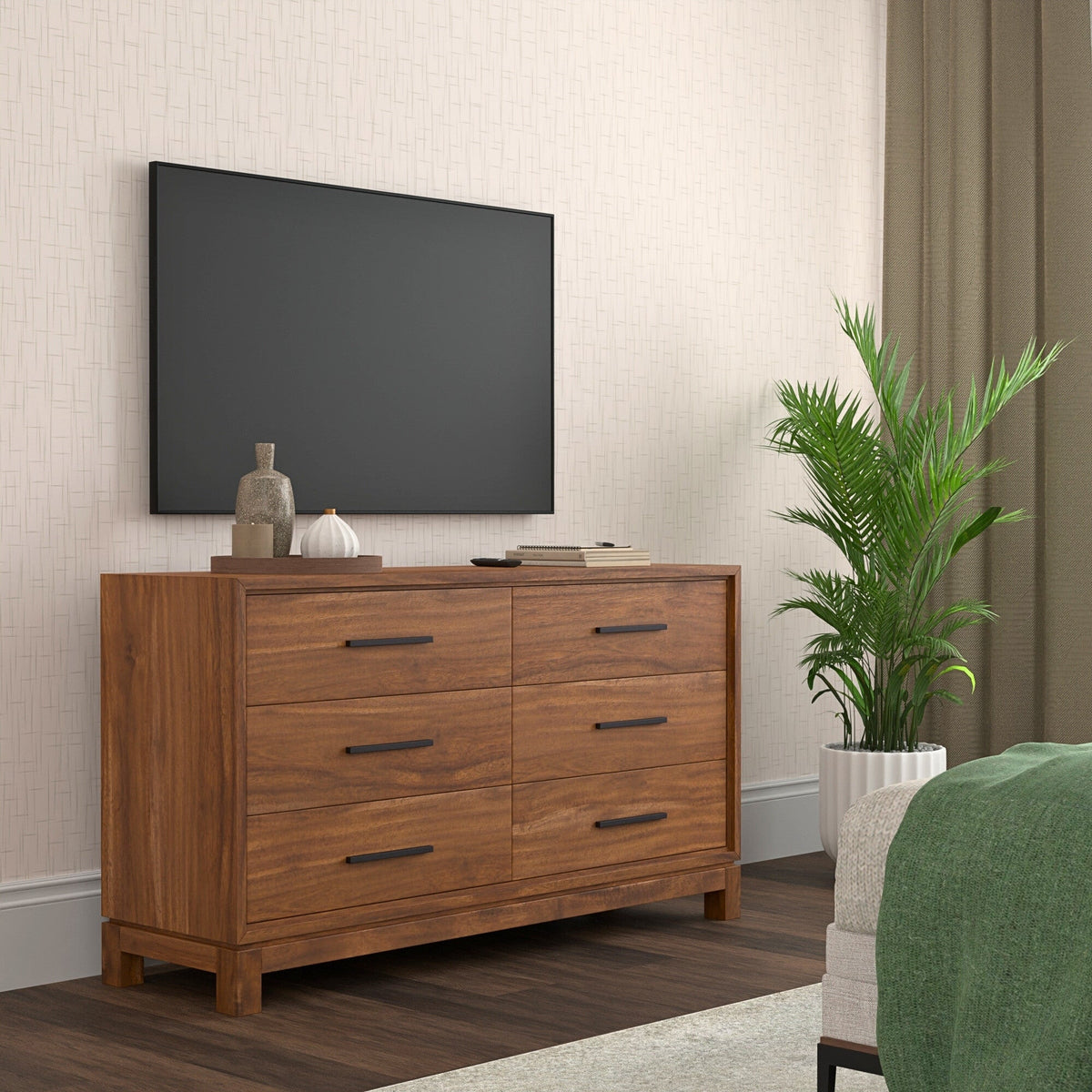 Nova Six-Drawer Dresser with Bronze Hardware