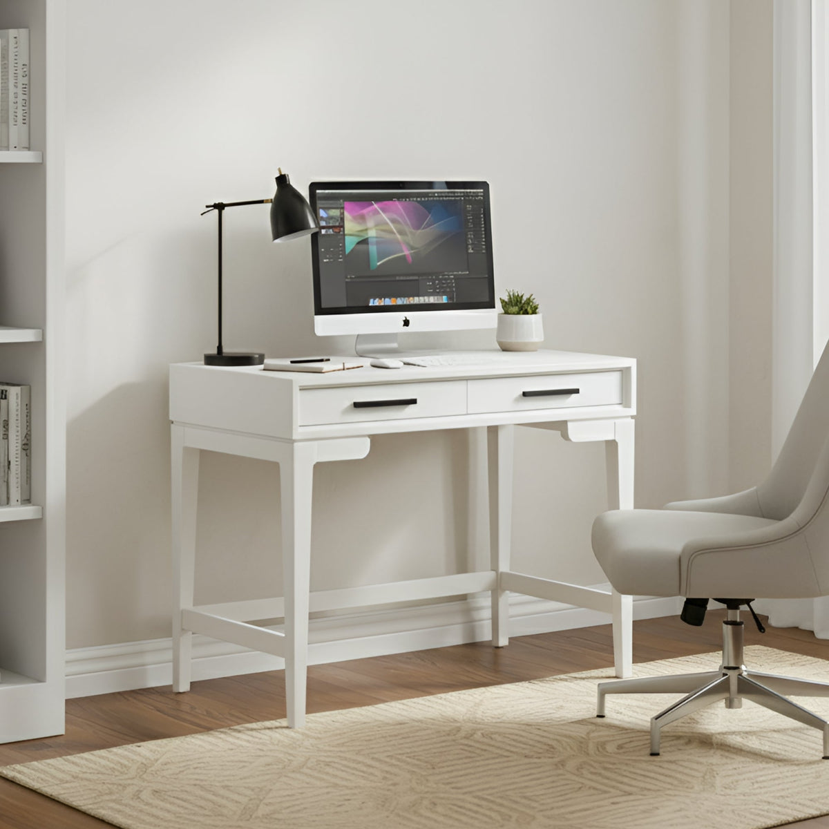 Nova Mini Desk with Storage Drawers, Two Finishes