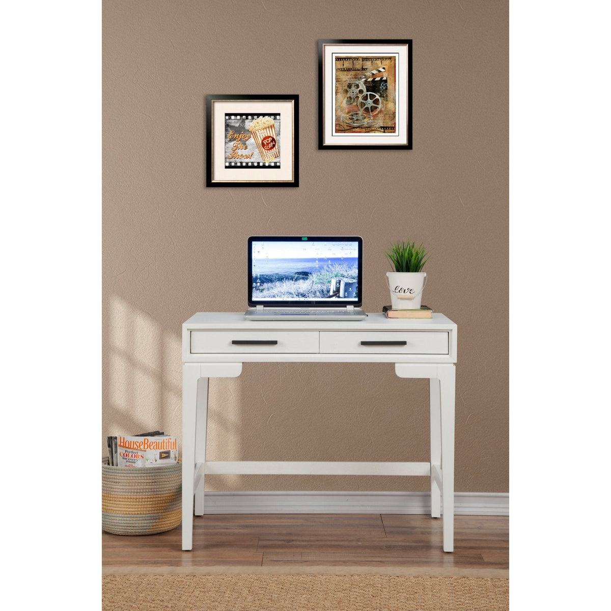 Nova Mini Desk with 2 Drawers and Bronze Hardware – view 7